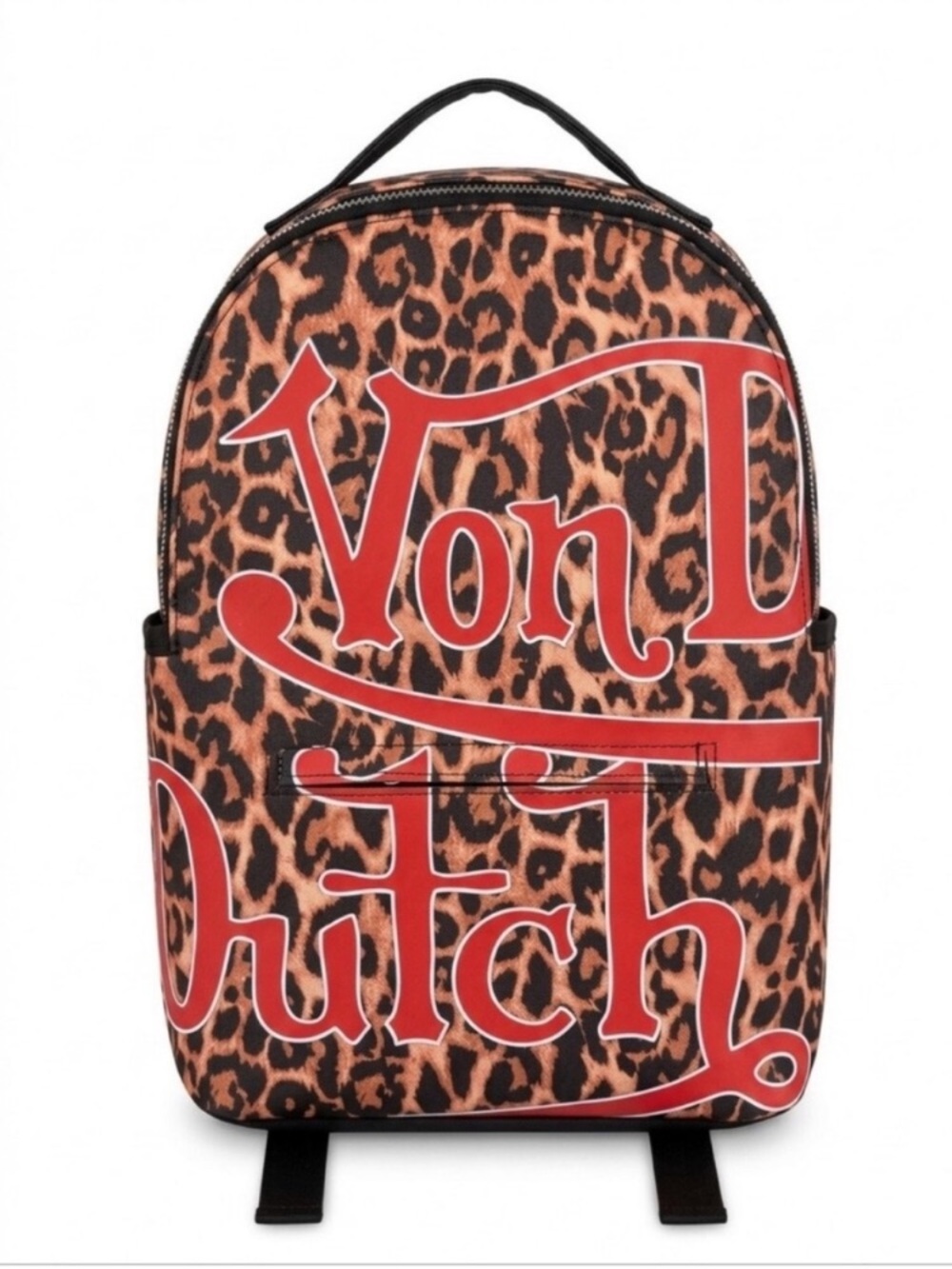 Von Dutch Leopard Print Backpack in Brown, Black and Red Logo NWT